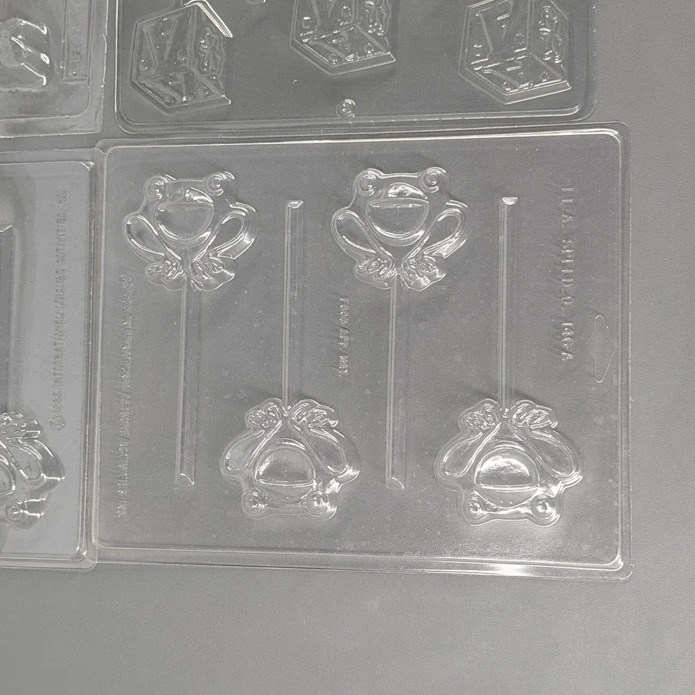 Vintage Plastic Chocolate Candy Mold Lot Butterfly Frog Syringe Block Croc